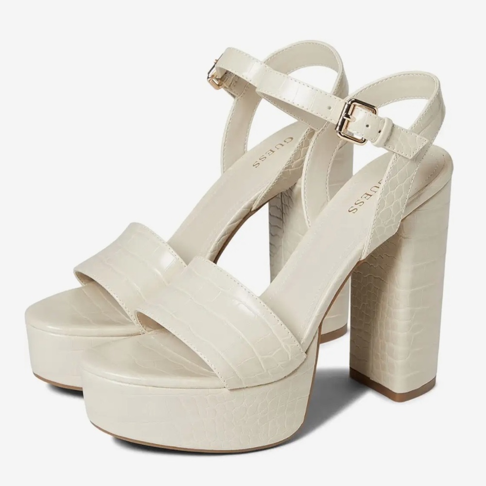 Guess Gabeli Platform Heels Croc Embossed